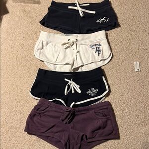 Hollister,  Abercrombie , Aeropostale shorts. Set of 4 - Navy, White, Purple